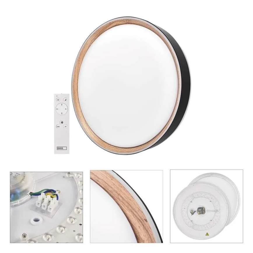 LED dimmelhető mennyezeti lámpa ILVI LED/30W/230V 2700-6500K átm. 40 cm fekete/bézs + távirányító