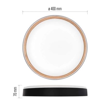 LED dimmelhető mennyezeti lámpa ILVI LED/30W/230V 2700-6500K átm. 40 cm fekete/bézs + távirányító