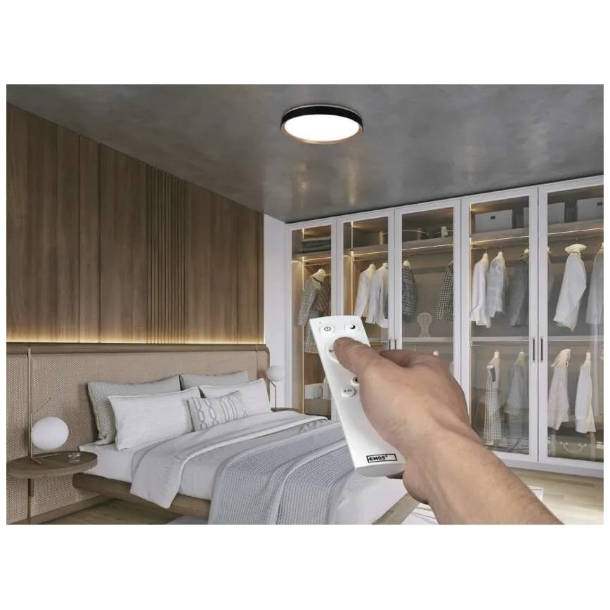 Dimmelhető mennyezeti lámpatest ILVI LED/45W/230V 2700–6500K, átmérő 50 cm, fekete/bézs + távirányító