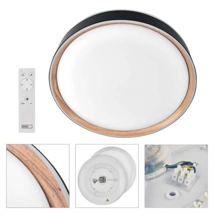 Dimmelhető mennyezeti lámpatest ILVI LED/45W/230V 2700–6500K, átmérő 50 cm, fekete/bézs + távirányító