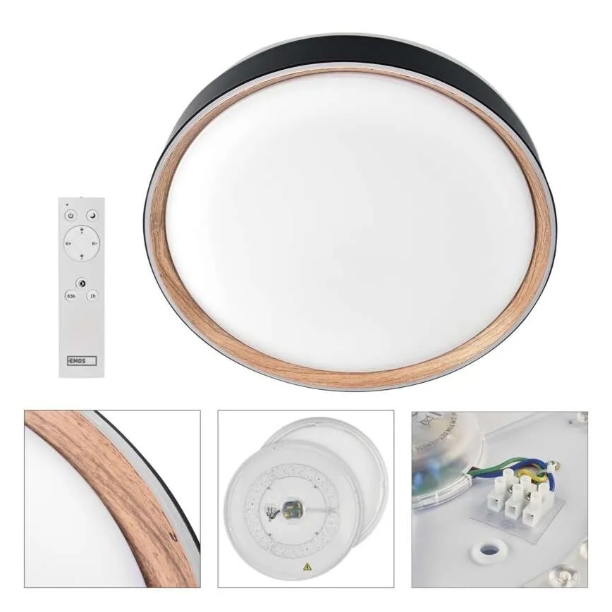 Dimmelhető mennyezeti lámpatest ILVI LED/45W/230V 2700–6500K, átmérő 50 cm, fekete/bézs + távirányító