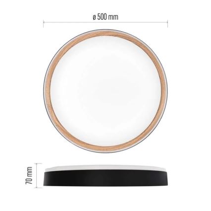 Dimmelhető mennyezeti lámpatest ILVI LED/45W/230V 2700–6500K, átmérő 50 cm, fekete/bézs + távirányító
