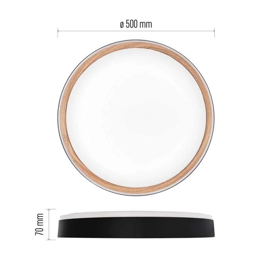 Dimmelhető mennyezeti lámpatest ILVI LED/45W/230V 2700–6500K, átmérő 50 cm, fekete/bézs + távirányító