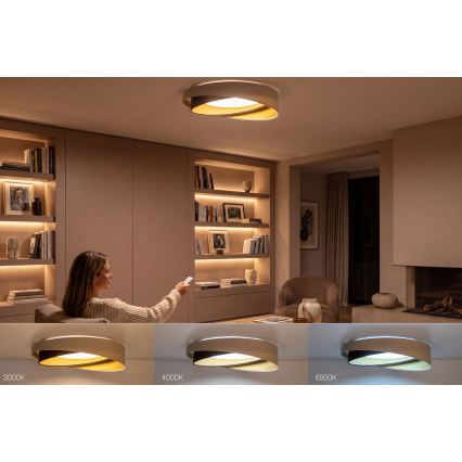 LED dimmelhető mennyezeti lámpa SMART GALAXY MODERN LED/24W/230V 3000-6500K átm. 55 cm bézs/barna/arany + távirányító