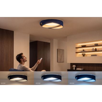 LED dimmelhető mennyezeti lámpa SMART GALAXY MODERN LED/24W/230V 3000-6500K átm. 55 cm kék/ezüst + távirányító
