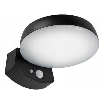 LED dimmelhető napelemes fali lámpa érzékelővel LED/3W/3,7V 1800 mAh IP54 fekete