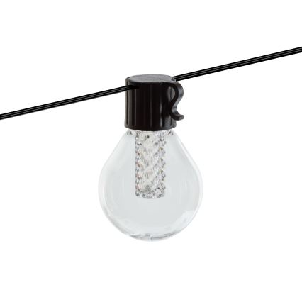 Napelemes, fényerőszabályozható LED fényfüzér 15xLED/1,5W/3,7/5V 2700-10000K 2200 mAh 9 m IP65 fekete + távirányító