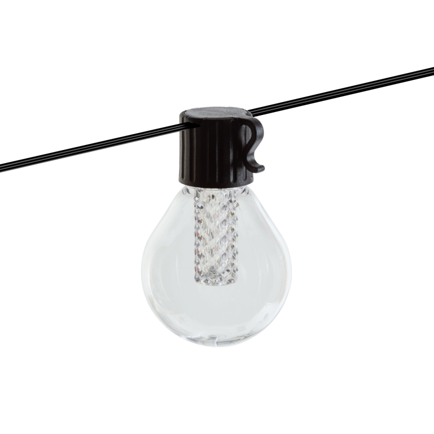 Napelemes, fényerőszabályozható LED fényfüzér 15xLED/1,5W/3,7/5V 2700-10000K 2200 mAh 9 m IP65 fekete + távirányító