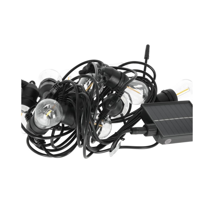 LED fényerőszabályozható napelemes dekorációs fényfüzér STARLIGHT NEO 10xE27/3,7V 2700K IP54 1200 mAh 11,5m + távirányítóval