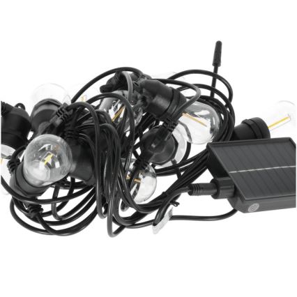 LED dimmelhető napelemes dekorációs fényfüzér STARLIGHT NEO 20xE27/3,7V 2700K IP54 1200 mAh 11,5m + távirányító