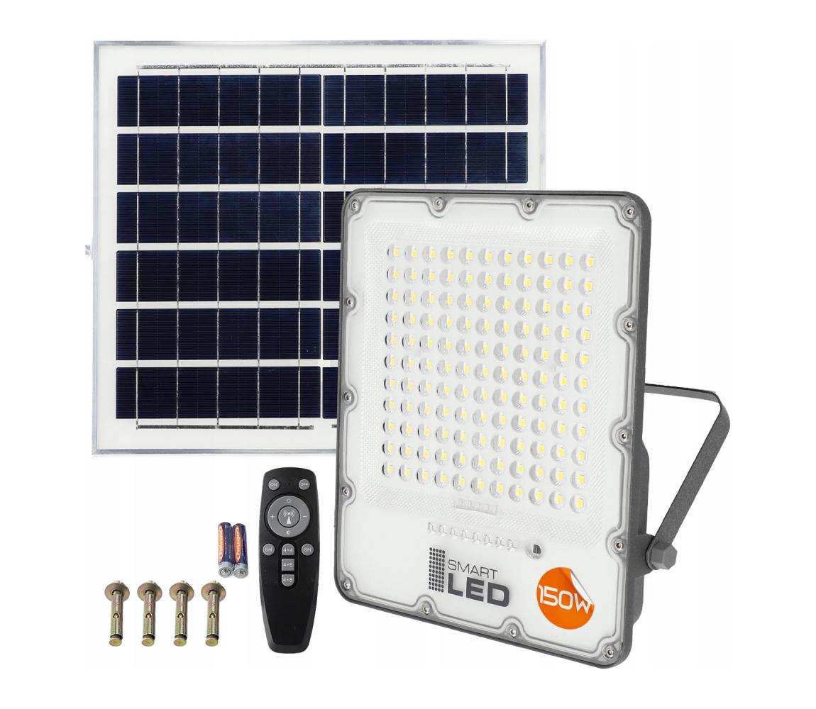 SmartLED LED dimmelhető napelemes reflektor LED/150W/3,2V 5000K 15000 mAh IP65 fekete + távirányító 6977