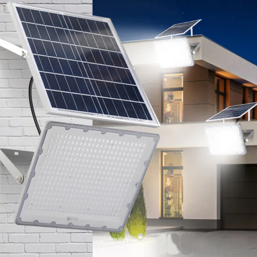 LED dimmelhető napelemes reflektor LED/150W/3,2V 5000K 15000 mAh IP65 fekete + távirányító