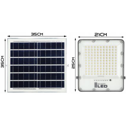 LED dimmelhető napelemes reflektor LED/150W/3,2V 5000K 15000 mAh IP65 fekete + távirányító
