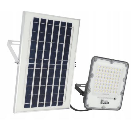Fényerőszabályozható LED napelemes reflektor LED/50W/3,2V 5000K 6000 mAh IP65 fekete + távirányító