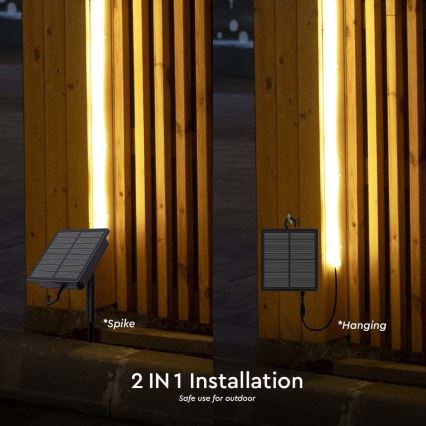 LED Dimmelhető napelemes szalag LED/1,2W/3,7V 4000K IP67 5m + távirányítás