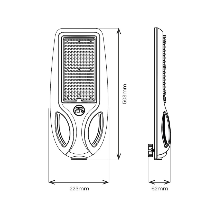 LED dimmelhető napelemes utcai lámpa érzékelővel VENICE LED/100W/3,2V 6000 mAh IP65 fekete + távirányító