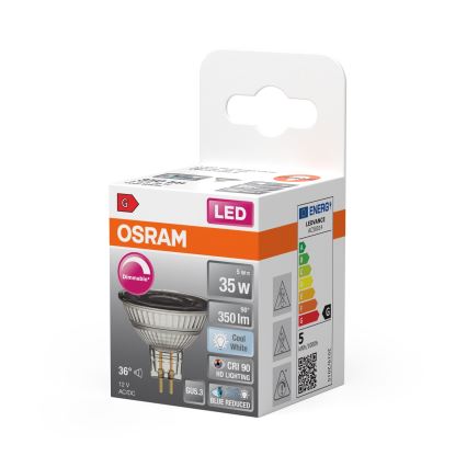 LED dimmelhető reflektoros izzó MR16 GU5,3/5W/12V 4000K 36° CRI 90 - Osram