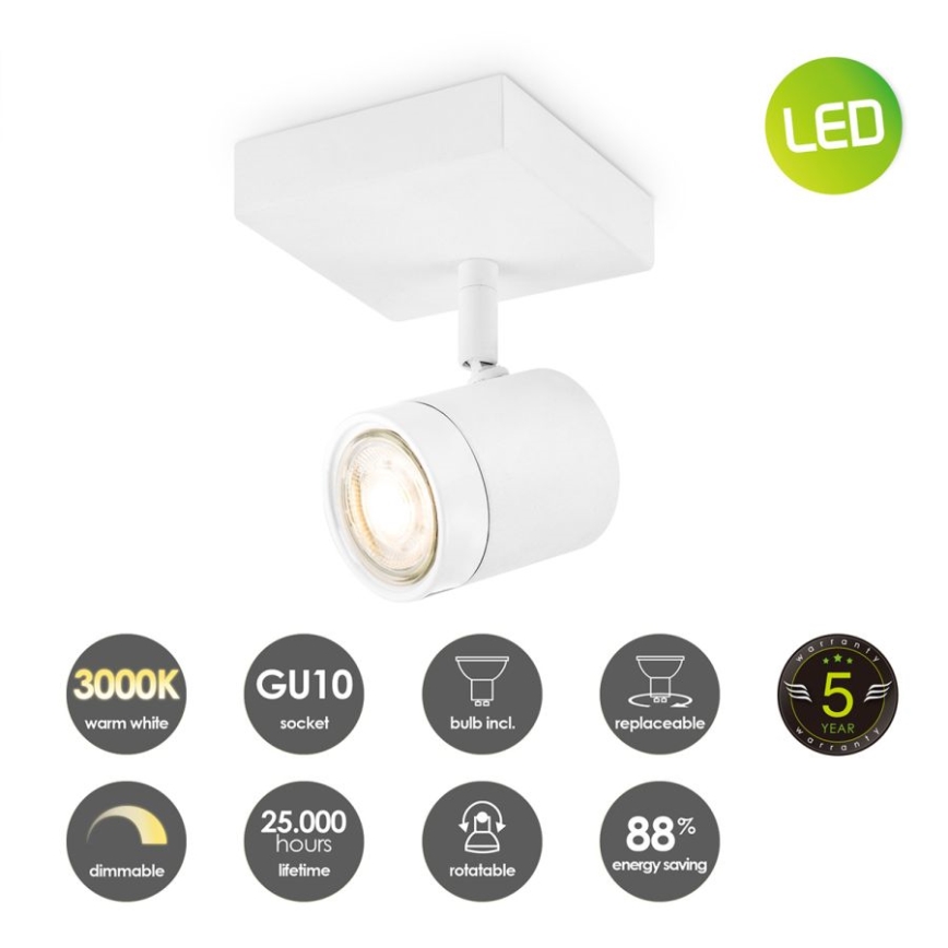 LED Dimmelhető spotlámpa MANU 1xGU10/5,8W/230V fehér