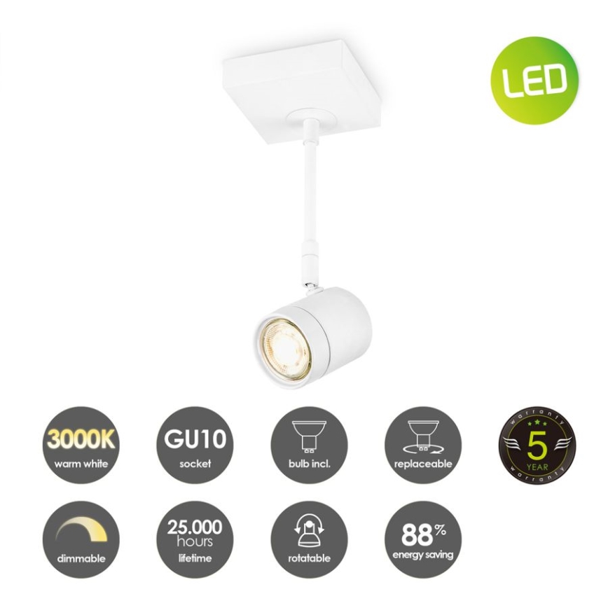 LED Dimmelhető spotlámpa MANU 1xGU10/5,8W/230V fehér