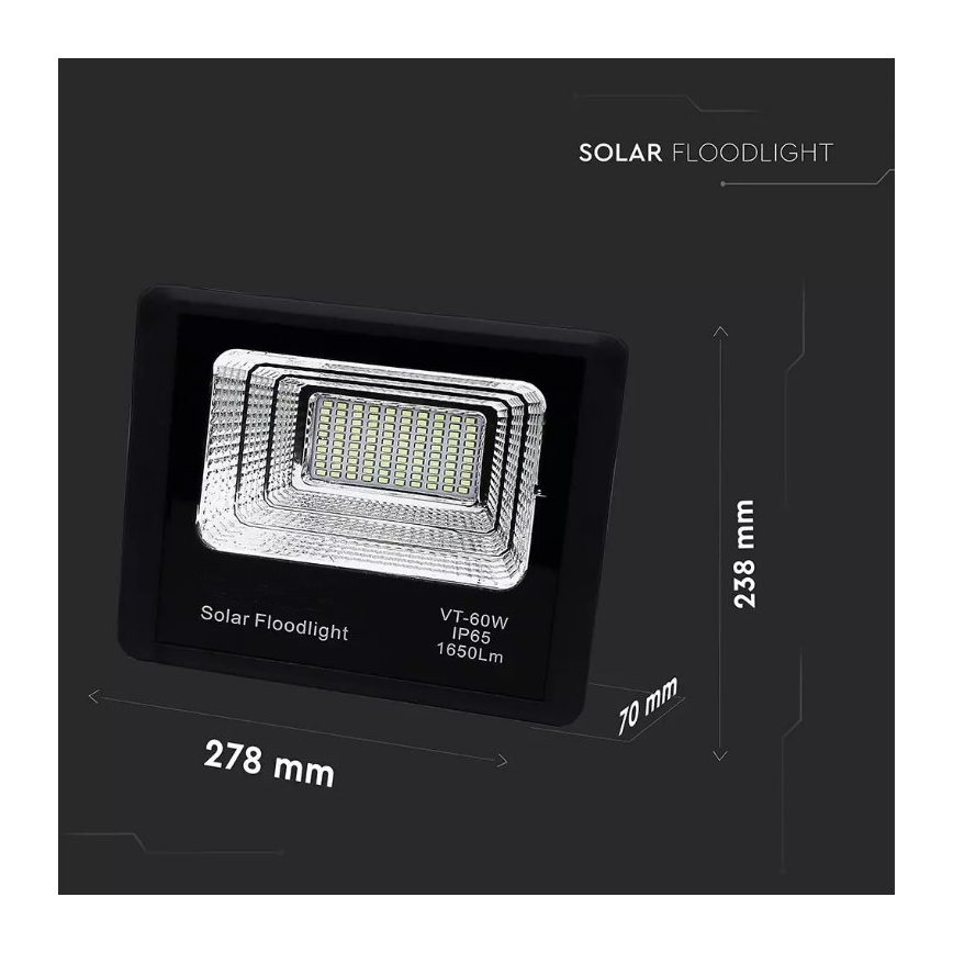 LED Dimmelhető szolár reflektor LED/20W/6V 6000K IP65 + távirányító