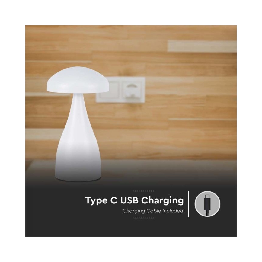 LED Dimmelhető újratölthető érintős asztali lámpa LED/1W/5V 3000-6000K 1800 mAh fehér