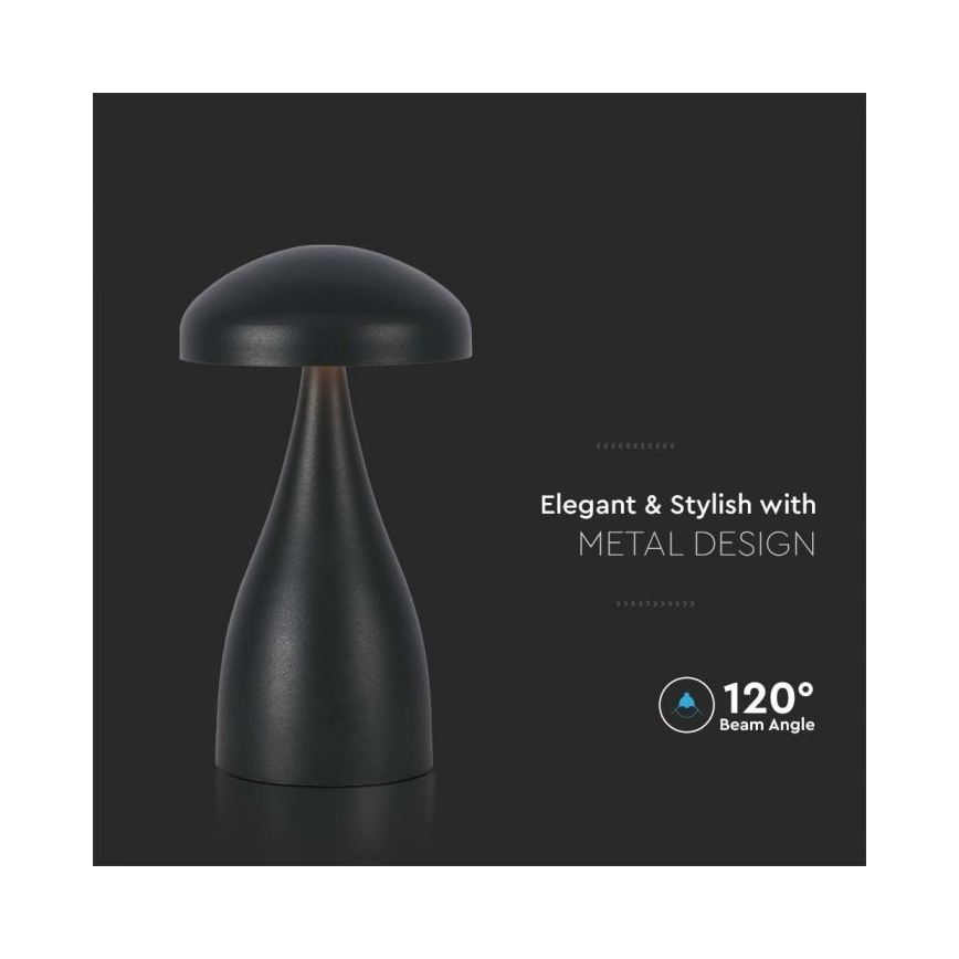 LED Dimmelhető újratölthető érintős asztali lámpa LED/1W/5V 3000-6000K 1800 mAh fekete