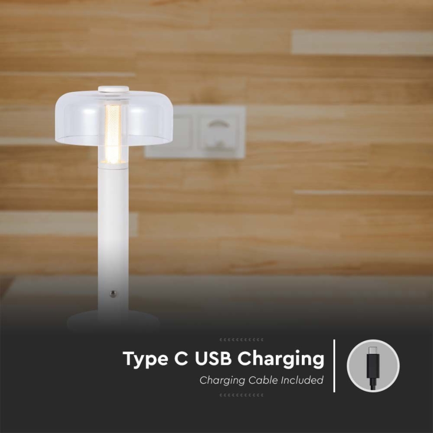 LED Dimmelhető újratölthető érintőképernyős asztali lámpa LED/1W/5V 3000K 1800 mAh fehér
