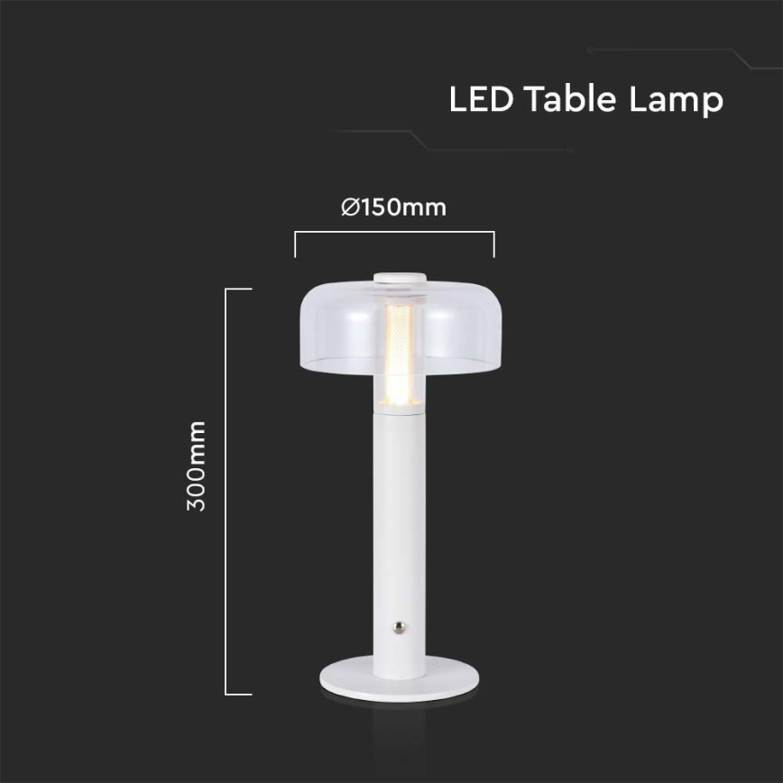 LED Dimmelhető újratölthető érintőképernyős asztali lámpa LED/1W/5V 3000K 1800 mAh fehér