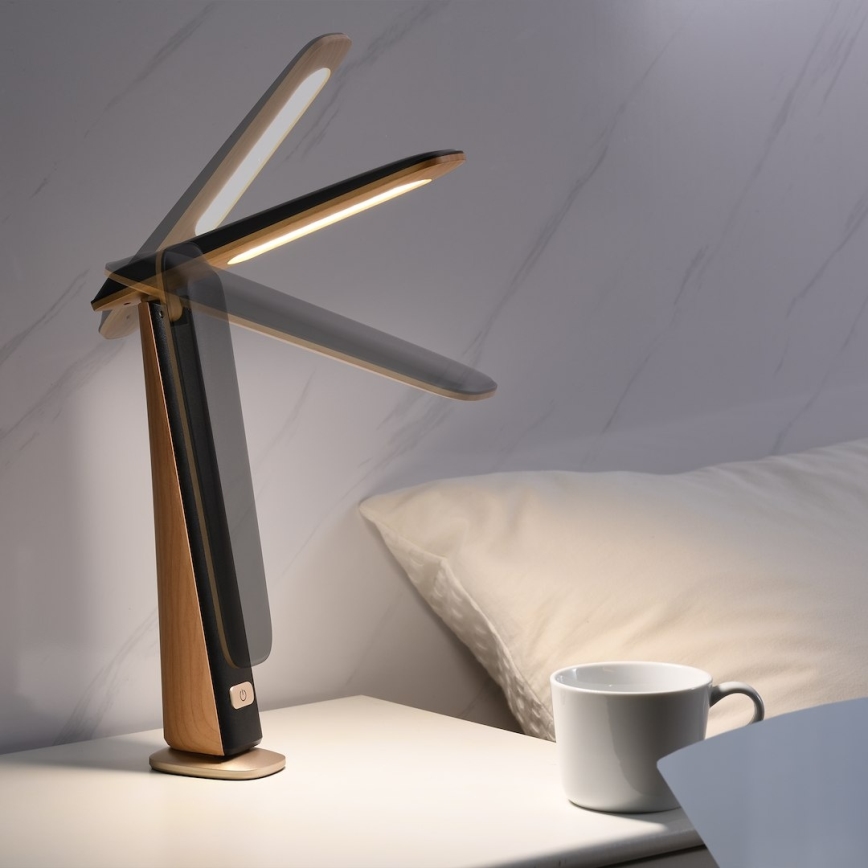 Fényerőszabályozható, újratölthető LED asztali lámpa TOP LED/4W/5V 1800 mAh 3000/4000/5000K barna/fekete