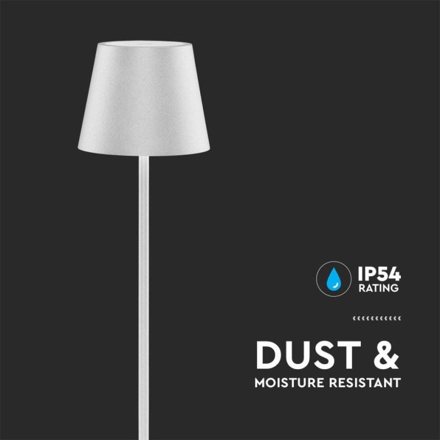 LED Dimmelhető újratölthető állólámpa 3in1 LED/4W/5V 4400 mAh 3000K IP54 fehér