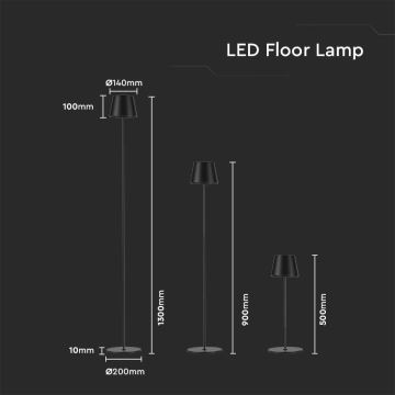 LED Dimmelhető újratölthető állólámpa LED/4W/5V 4400 mAh 4000K IP54 fekete