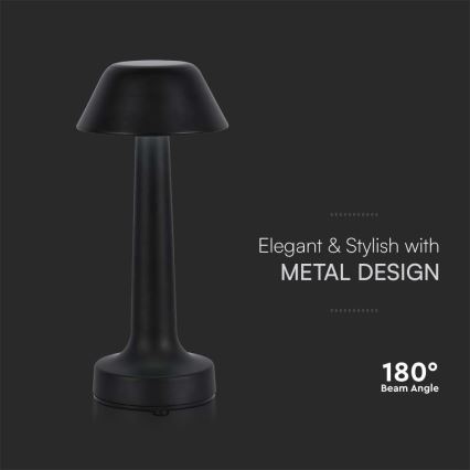 LED Dimmelhető újratölthető érintős asztali lámpa LED/1W/5V 3000-6000K 1800 mAh fekete