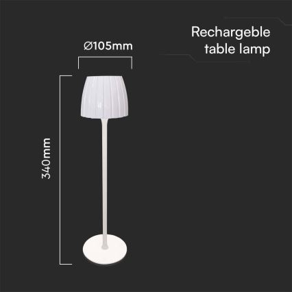 LED Dimmelhető újratölthető érintős asztali lámpa LED/2,7W/5V 3000/4000/6000K 1800 mAh fehér