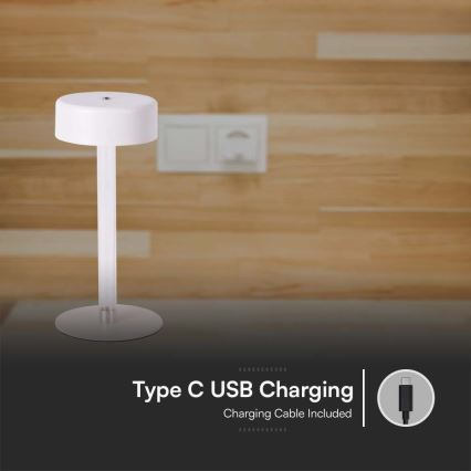 LED Dimmelhető újratölthető érintős asztali lámpa LED/3W/5V 3000-6000K 2400 mAh fehér