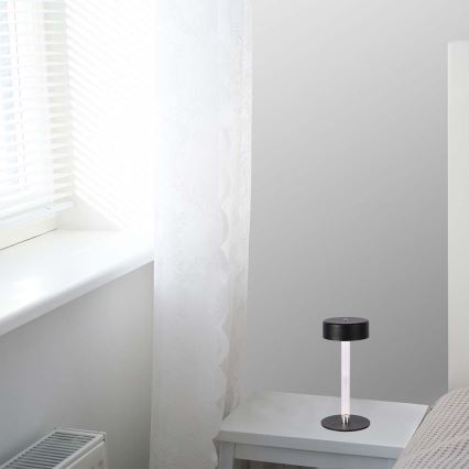 LED Dimmelhető újratölthető érintős asztali lámpa LED/3W/5V 3000-6000K 2400 mAh fekete