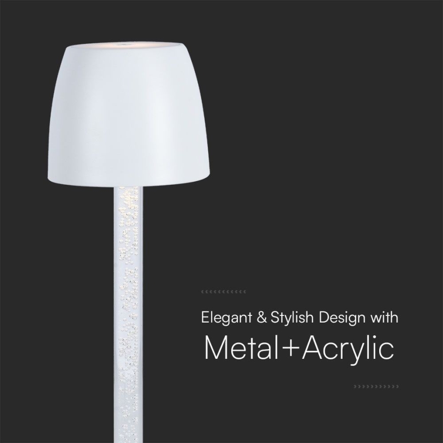 LED Dimmelhető újratölthető érintős asztali lámpa LED/3W/5V 3000K 1800 mAh fehér