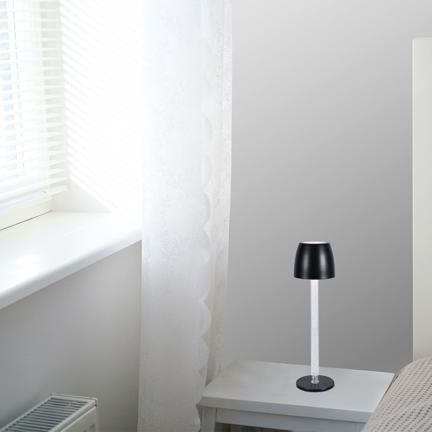 LED Dimmelhető újratölthető érintős asztali lámpa LED/3W/5V 3000K 1800 mAh fekete