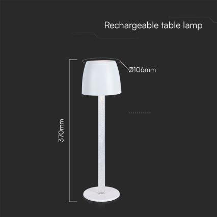LED Dimmelhető újratölthető érintős asztali lámpa LED/3W/5V 3000K 1800 mAh fekete
