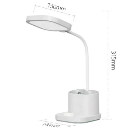 LED Dimmelhető újratölthető asztali lámpa tartóval és power bankkal LED/5W/5V 2400mAh