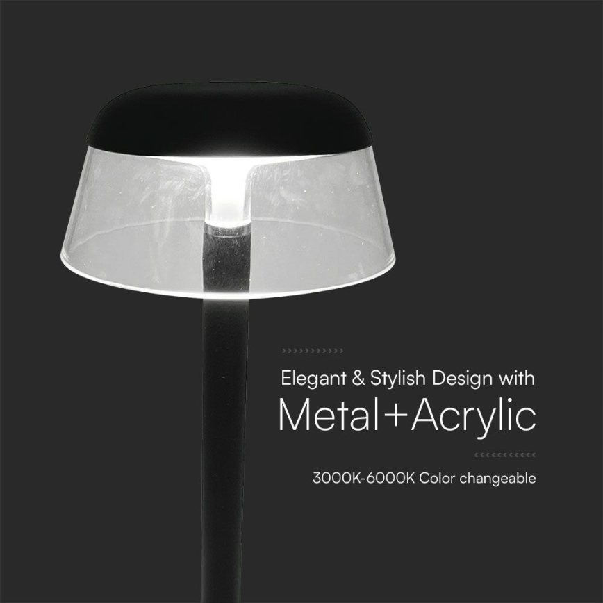 LED Dimmelhető újratölthető érintőképernyős asztali lámpa LED/3W/5V 3000-6000K 1800 mAh fekete