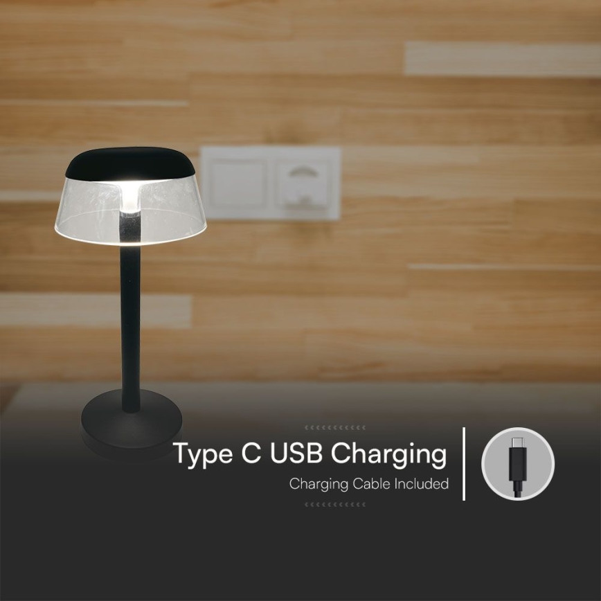 LED Dimmelhető újratölthető érintőképernyős asztali lámpa LED/3W/5V 3000-6000K 1800 mAh fekete