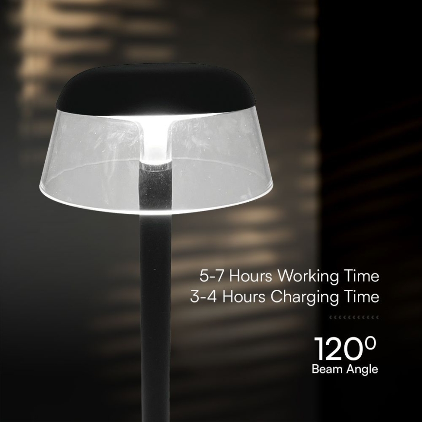 LED Dimmelhető újratölthető érintőképernyős asztali lámpa LED/3W/5V 3000-6000K 1800 mAh fekete