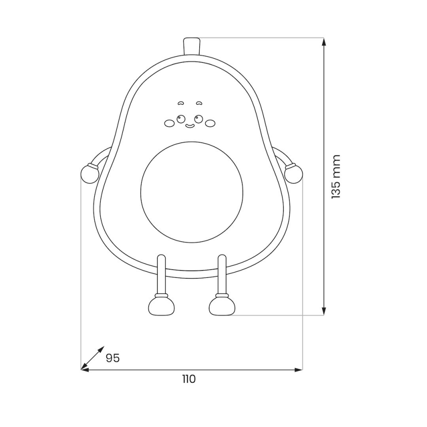 LED dimmelhető, újratölthető, érintésvezérelt éjszakai lámpa gyermekeknek AVOCADO LED/1W/5V 1200 mAh