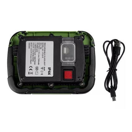 LED Dimmelhető újratölthető reflektor SAMSUNG CHIP + funkció SOS LED/10W/3,7V/USB IP44 4000K 3600 mAh zöld