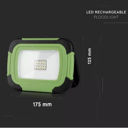 LED Dimmelhető újratölthető reflektor SAMSUNG CHIP + funkció SOS LED/20W/3,7V/USB IP44 4000K 7200 mAh zöld