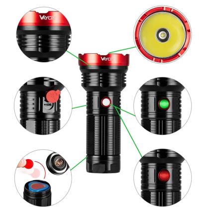 LED Dimmelhető újratölthető zseblámpa LED/20W/5V IPX5 2000 fényes 6000 mAh