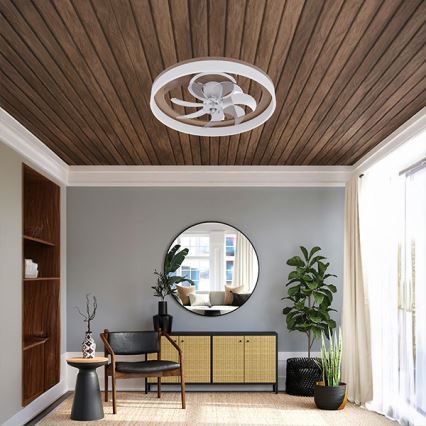 LED dimmelhető mennyezeti lámpa ventilátorral LED/40W/230V 3000-6500K barna/fehér + távirányító
