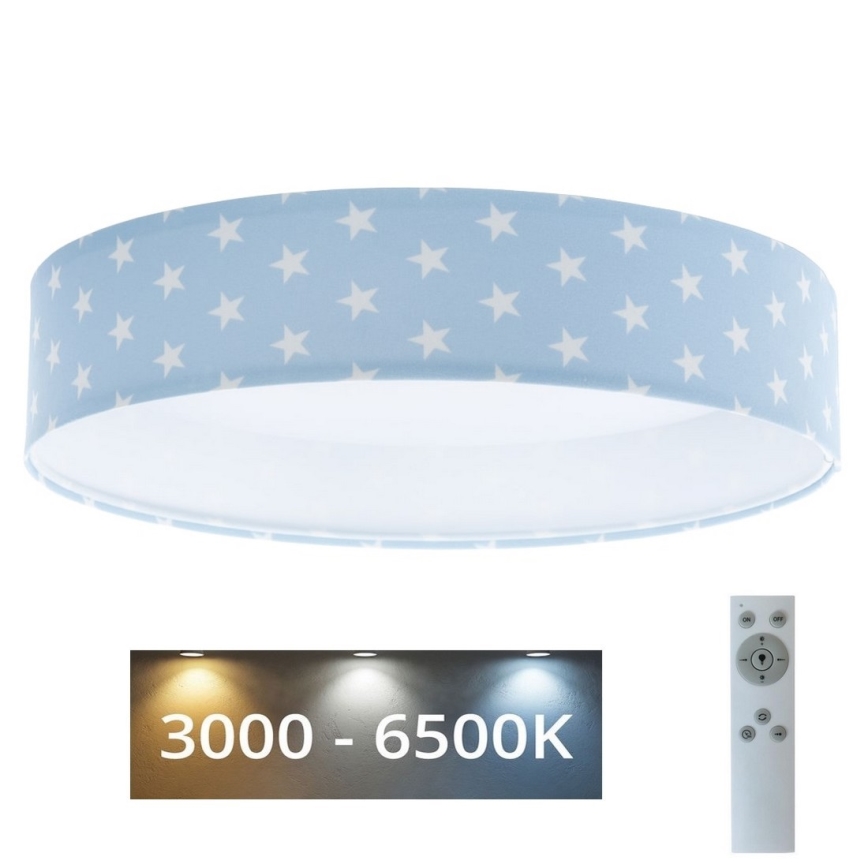 LED Dimmeres gyerekszoba mennyezeti lámpa SMART GALAXY KIDS LED/24W/230V 3000-6500K csillagok kék/fehér + távirányító