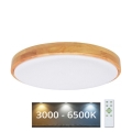 LED Dimmeres mennyezeti lámpa LENA LED/24W/230V 3000-6500K tölgy + távirányító