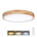 LED Dimmeres mennyezeti lámpa SOLID OAK LED/60W/230V 3000-6500K tölgy átmérő 51 cm + távirányító